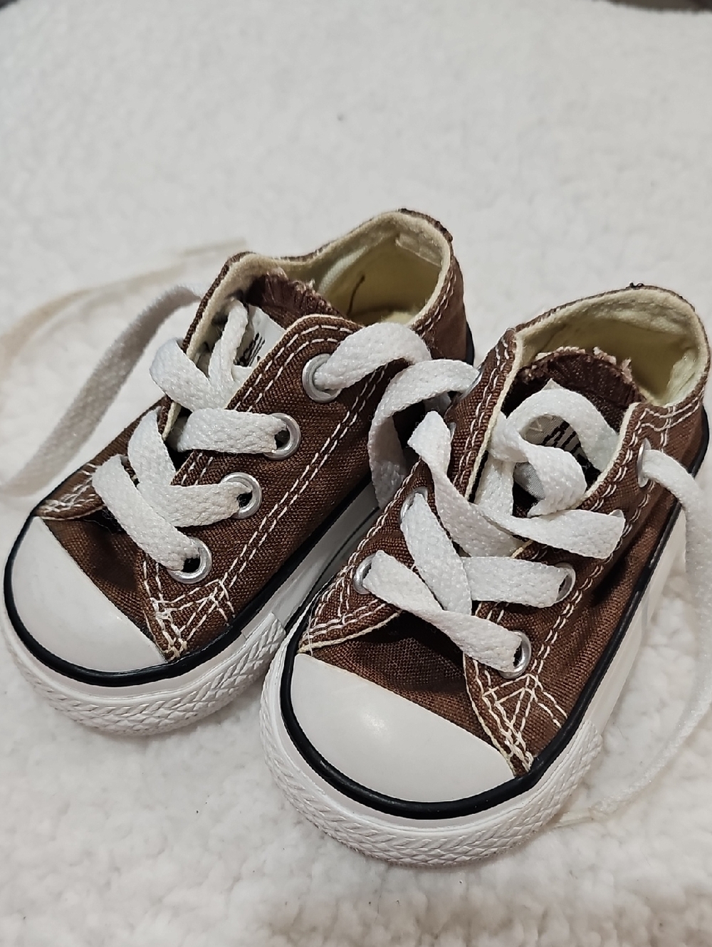 Converse Kids Brown Canvas Sneakers with White Laces